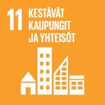 Kuvake: YK:n kestävän kehityksen tavoite 11: Kestäät kaupungit ja yhteisöt
