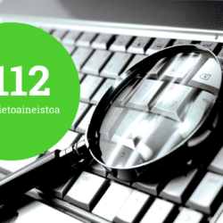 Suurennuslasi ja teksti: 1112 paikkatietoaineistoa