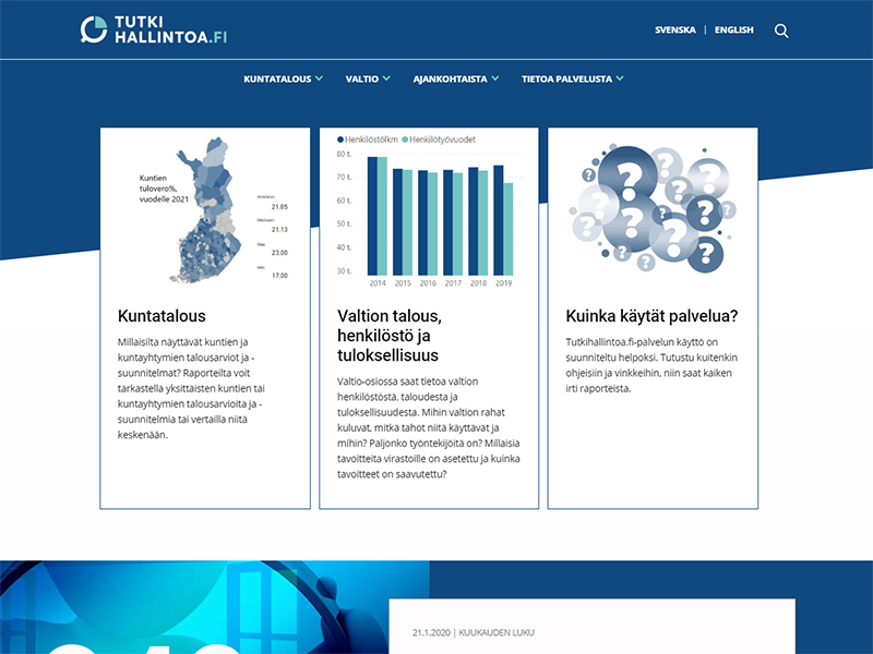 Tjänsten Tutkihallintoa.fi samlar statliga och kommunala data under en adress